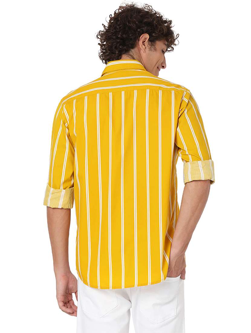 yellow cotton casual shirt - 20998557 - Standard Image - 3