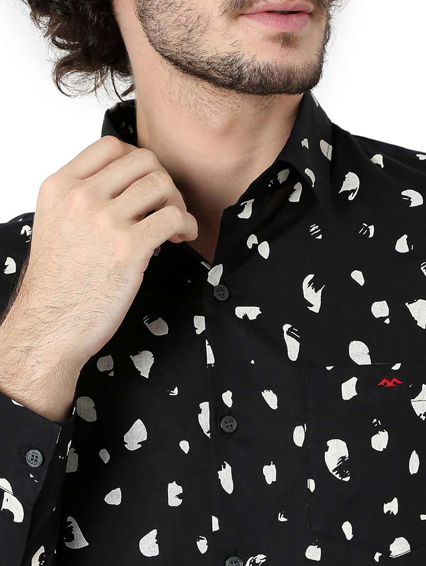 black cotton casual shirt - 20998567 - Standard Image - 5