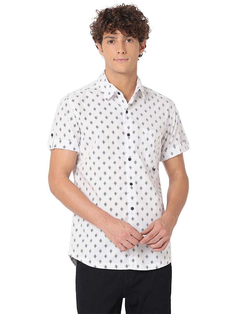 white cotton casual shirt - 20998569 -  Zoom Image - 0