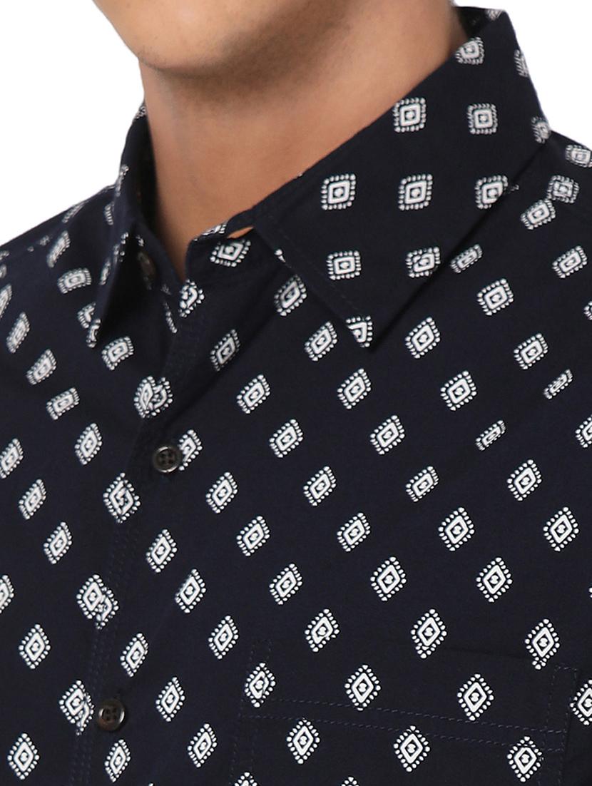 navy blue cotton casual shirt - 20998570 - Standard Image - 5