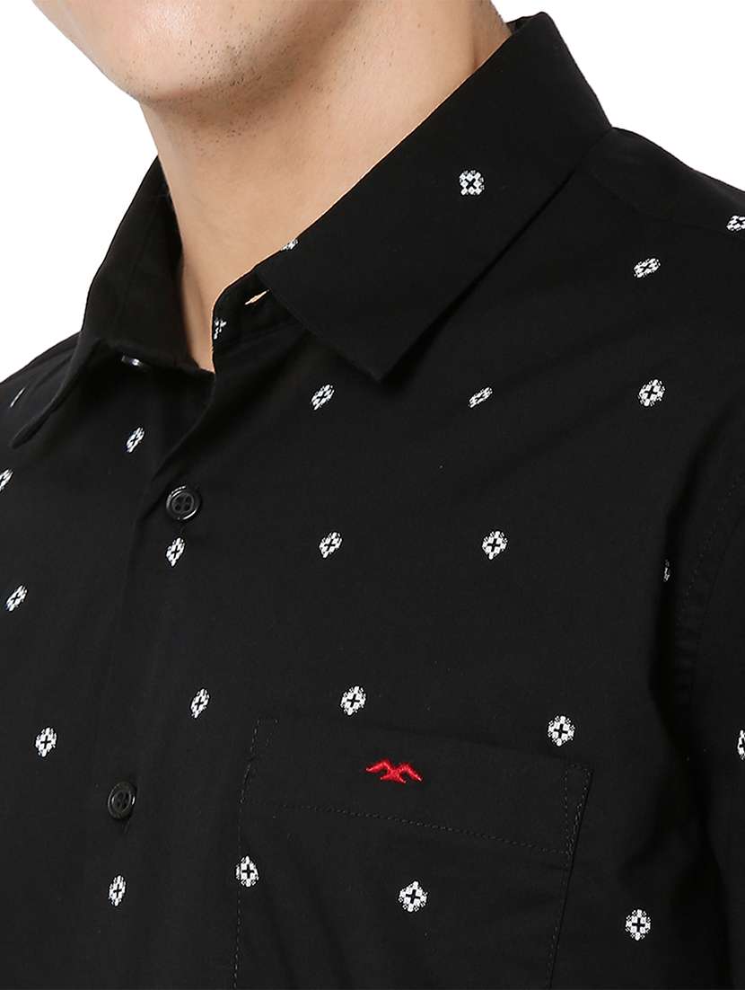black cotton casual shirt - 20998571 -  Standard Image - 5