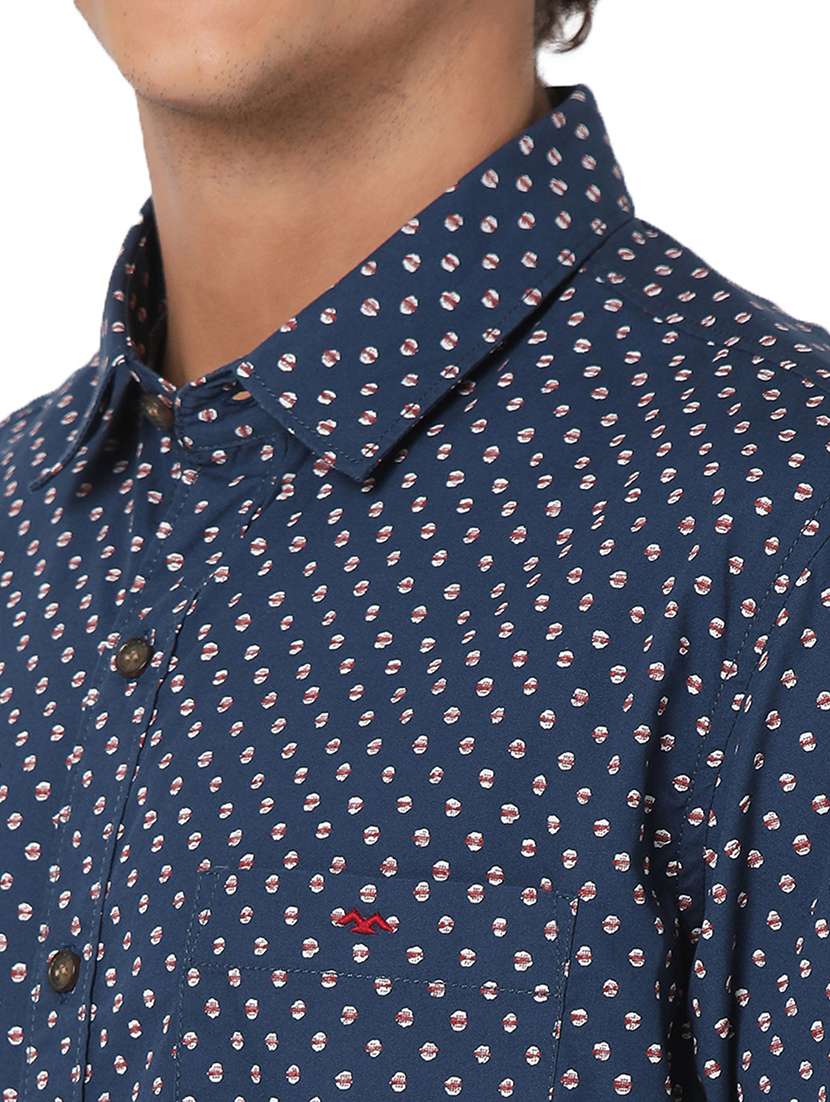 navy blue cotton casual shirt - 20998573 - Standard Image - 5