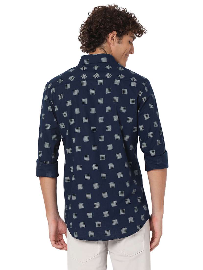 navy blue cotton casual shirt - 20998576 - Standard Image - 3