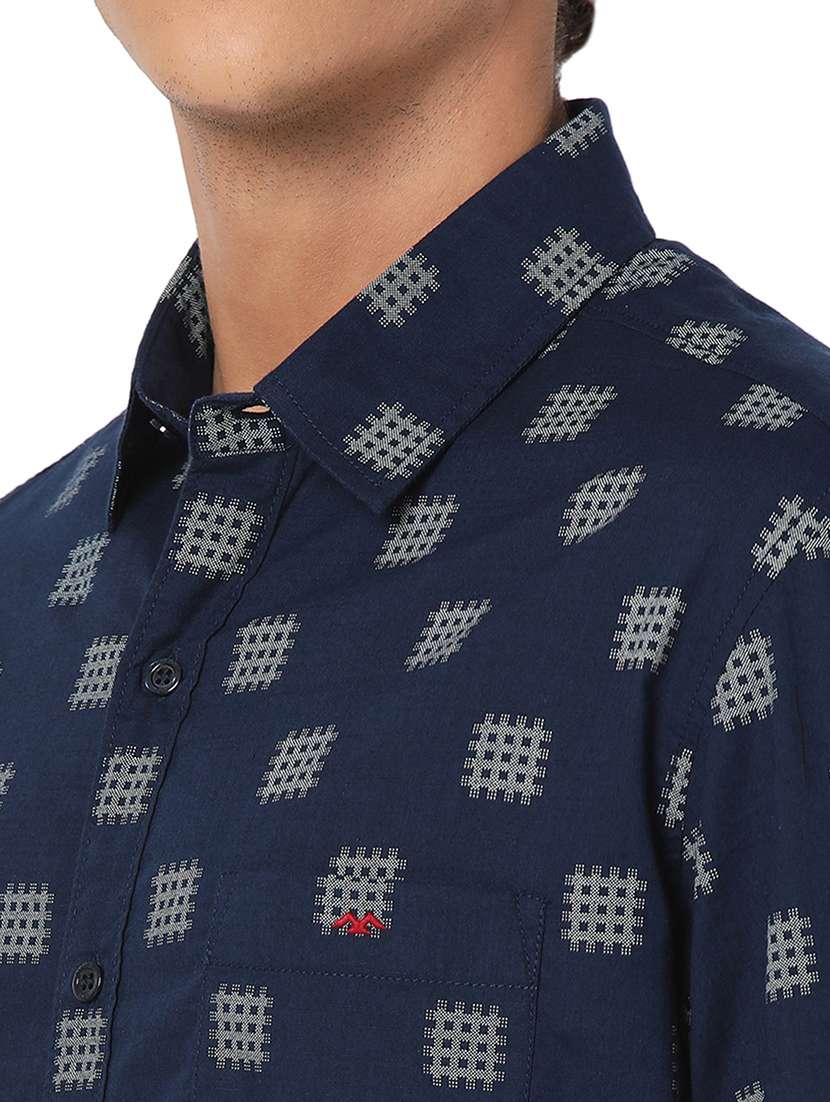 navy blue cotton casual shirt - 20998576 - Standard Image - 5