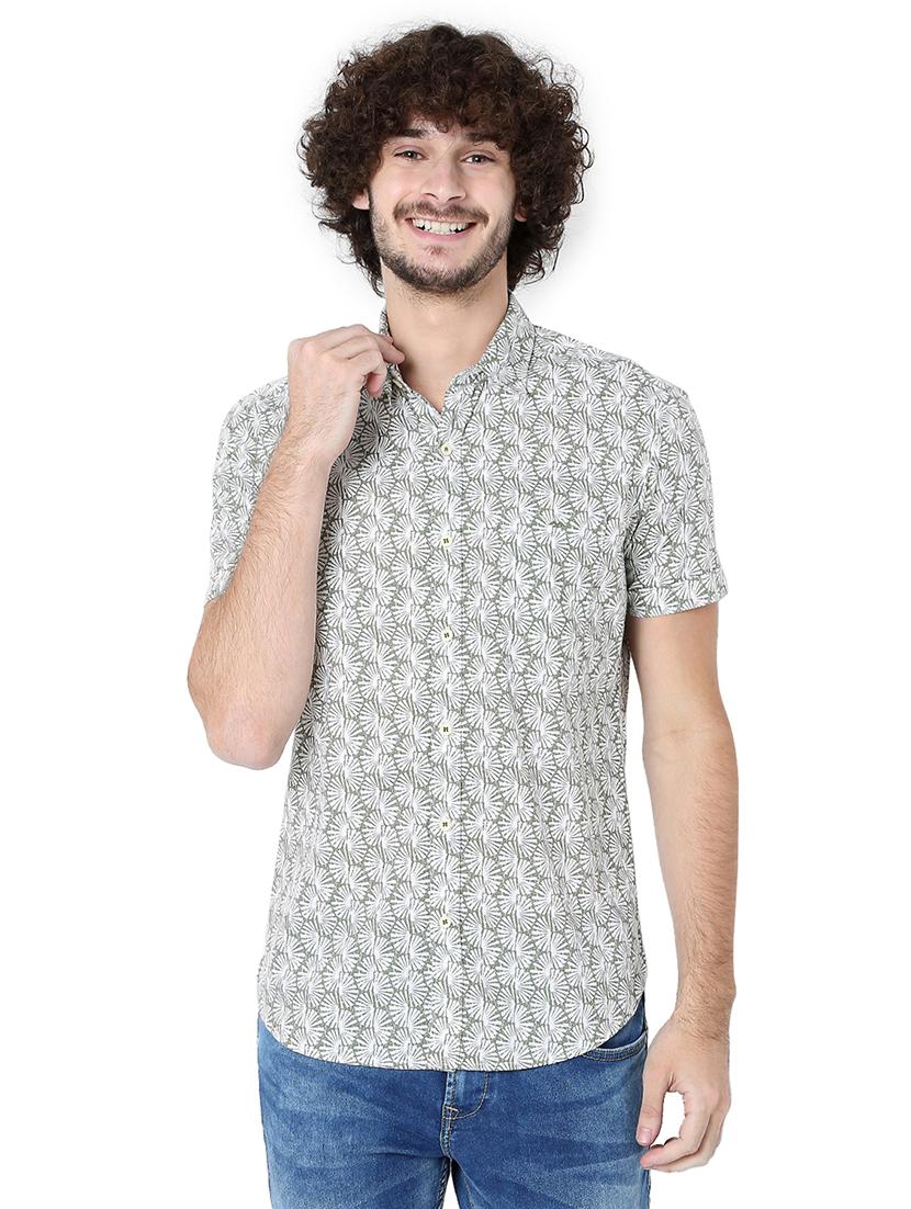 olive cotton casual shirt - 20998580 - Zoom Image - 0