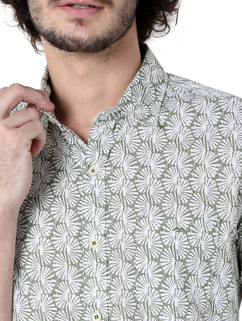 olive cotton casual shirt - 20998580 - Standard Image - 5