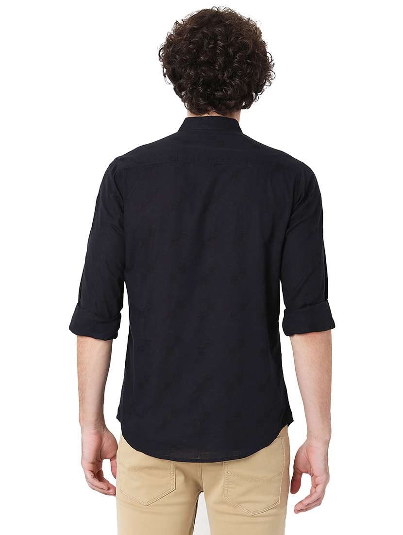 men mandarin neck long sleeve casual shirt - 20998649 - Standard Image - 3