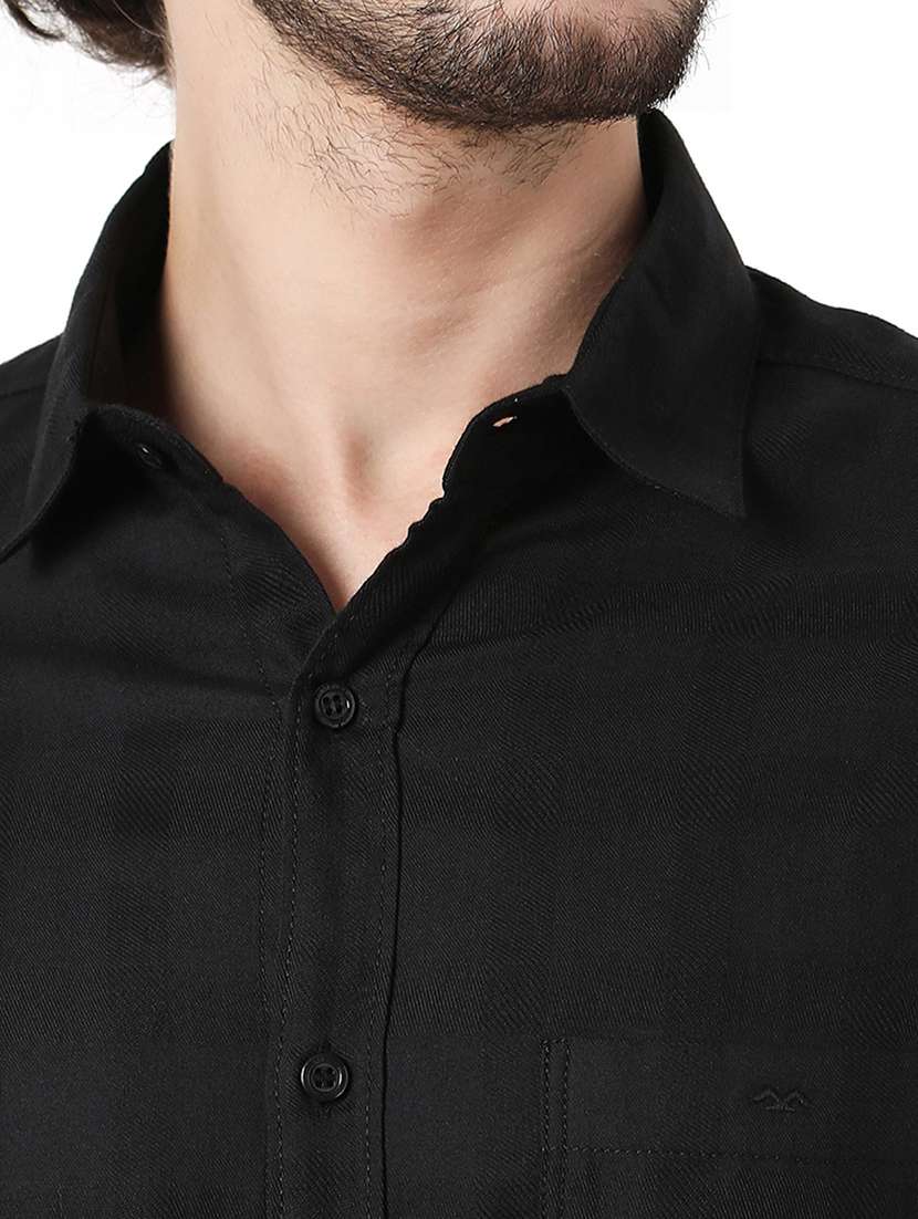 black cotton casual shirt - 20998657 -  Standard Image - 5