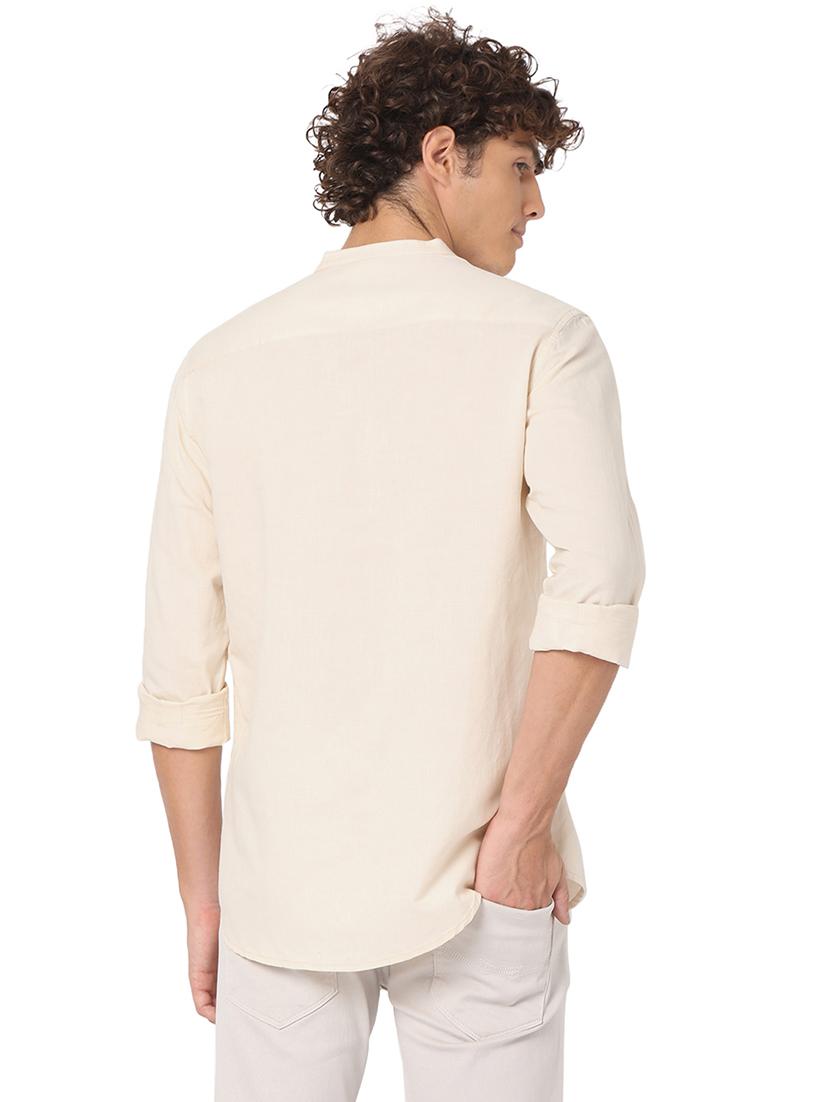 off white cotton casual shirt - 20998675 - Standard Image - 3