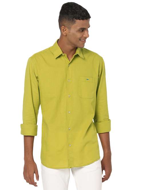 lime cotton casual shirt - 20998676 -  Standard Image - 0
