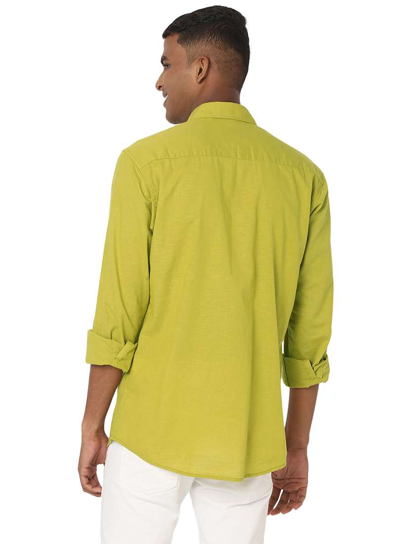 lime cotton casual shirt - 20998676 - Standard Image - 3