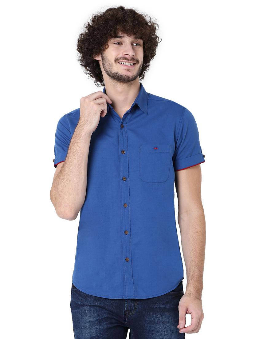 blue cotton casual shirt - 20998679 -  Zoom Image - 0