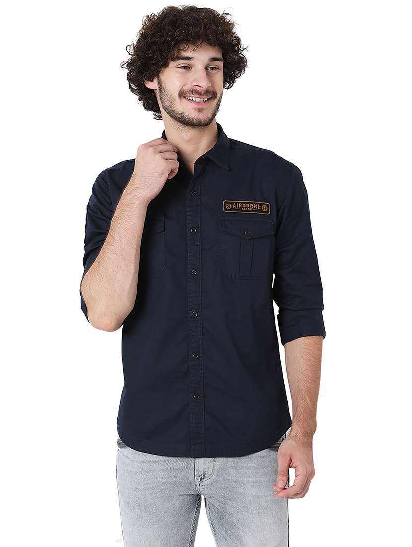 men collared long sleeve casual shirt - 20998699 -  Zoom Image - 0