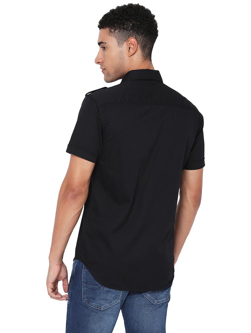 black cotton casual shirt - 20998701 - Standard Image - 3