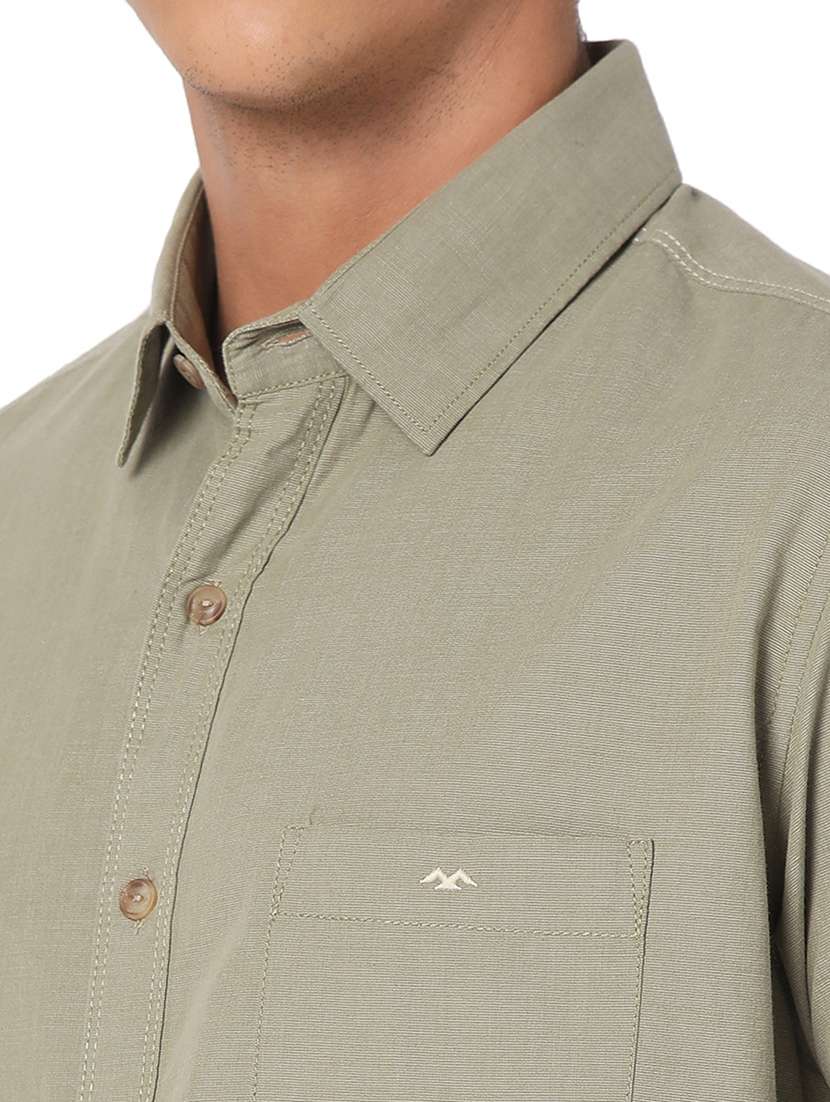 olive cotton casual shirt - 20998704 - Standard Image - 5