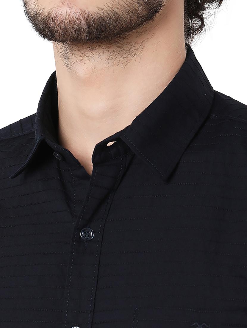 navy blue cotton casual shirt - 20998707 - Standard Image - 5