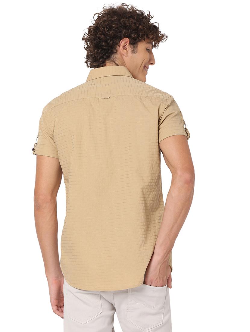 khaki cotton casual shirt - 20998708 - Standard Image - 3