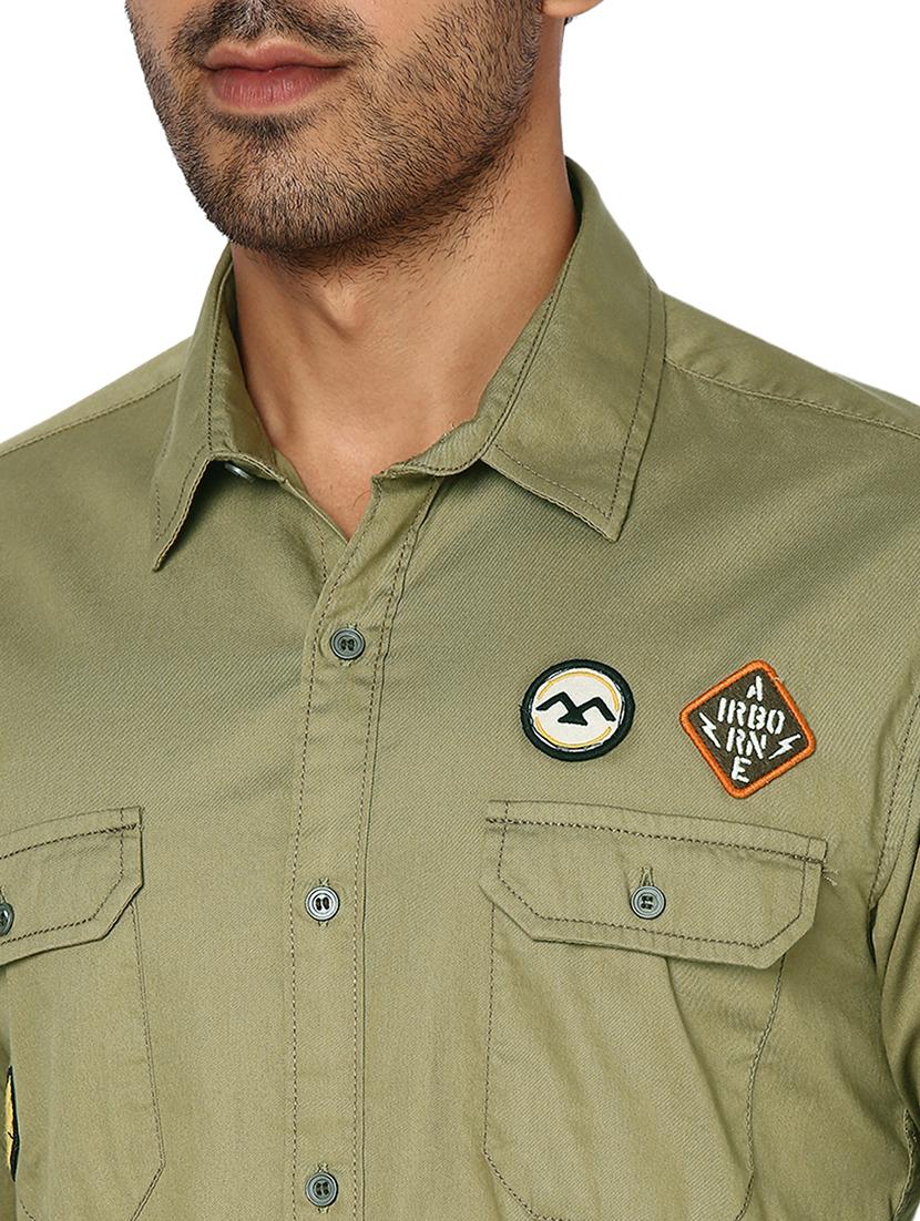 men khaki badged shirt - 20998709 - Standard Image - 5