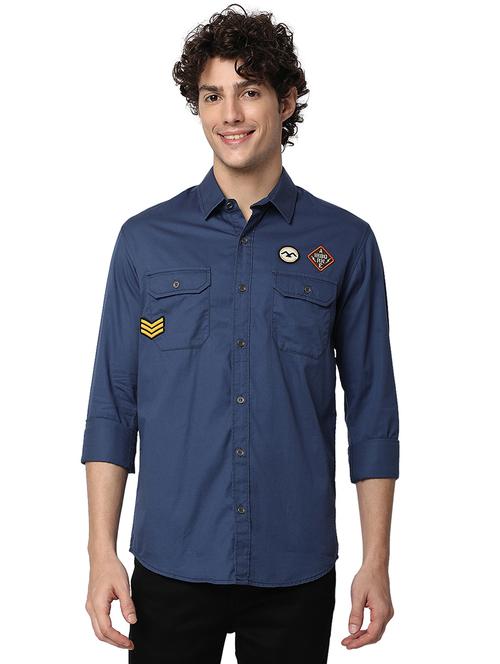 navy blue badged shirt - 20998710 -  Standard Image - 0