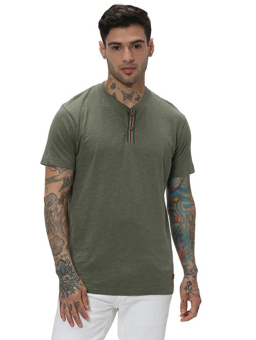 olive cotton plain tshirt - 20998740 - Standard Image - 0