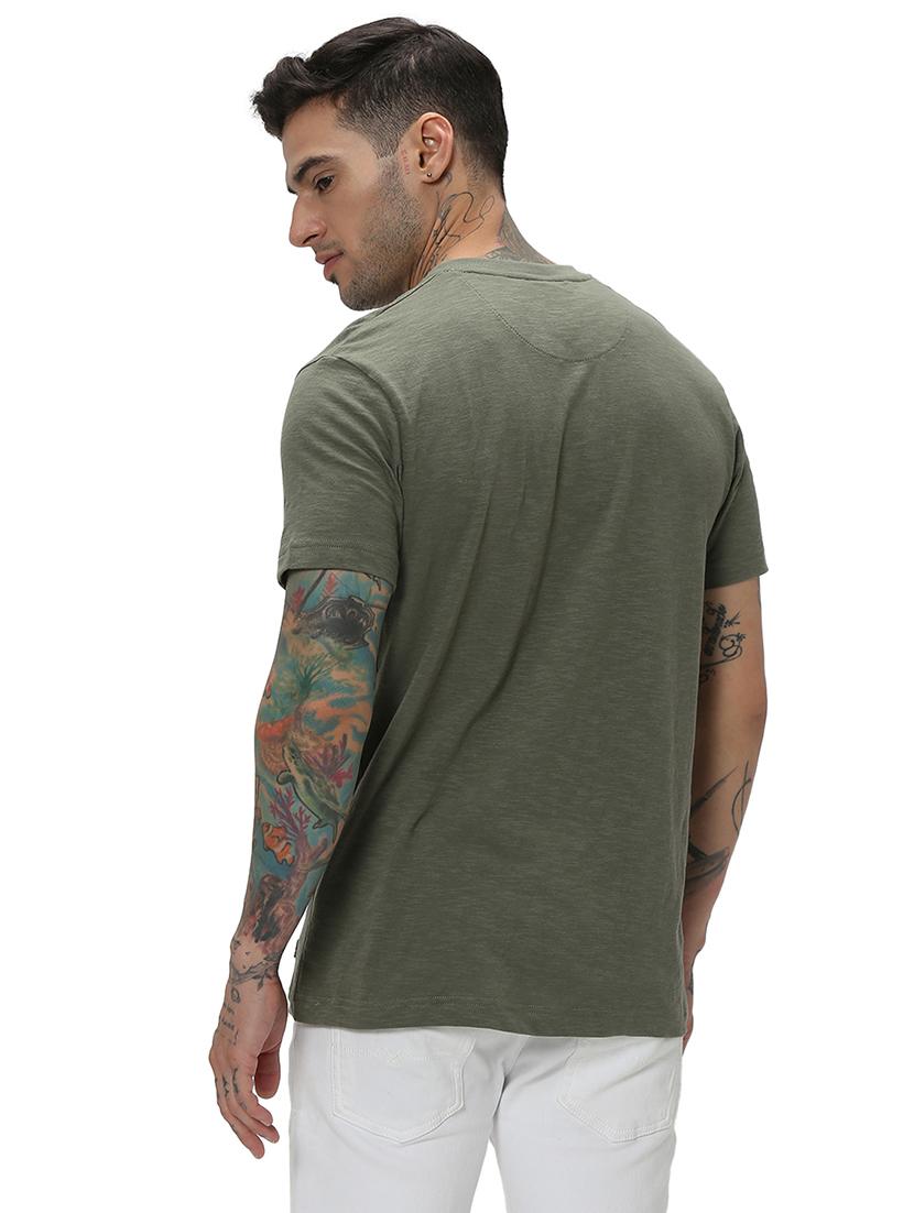 olive cotton plain tshirt - 20998740 - Standard Image - 3