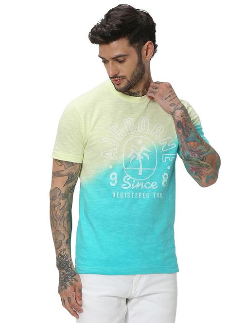 turquoise cotton front print tshirt - 20998747 - Standard Image - 0