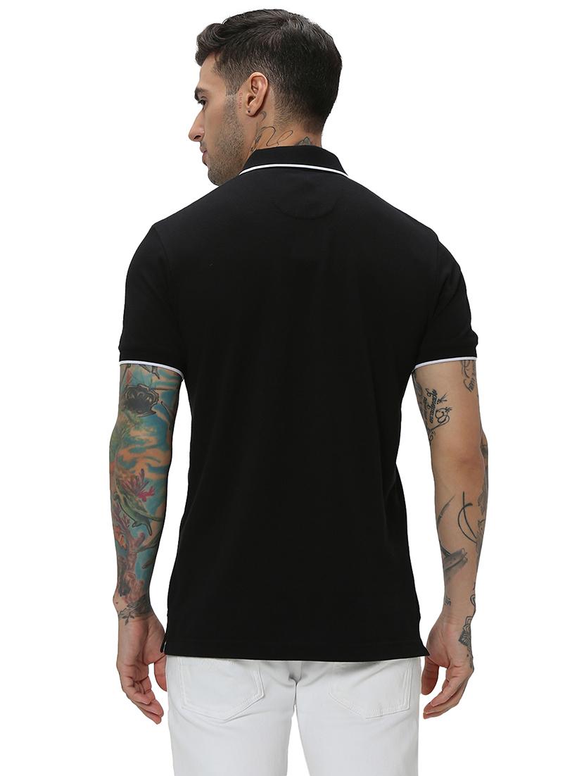 black cotton color block t-shirt - 20998749 - Standard Image - 3