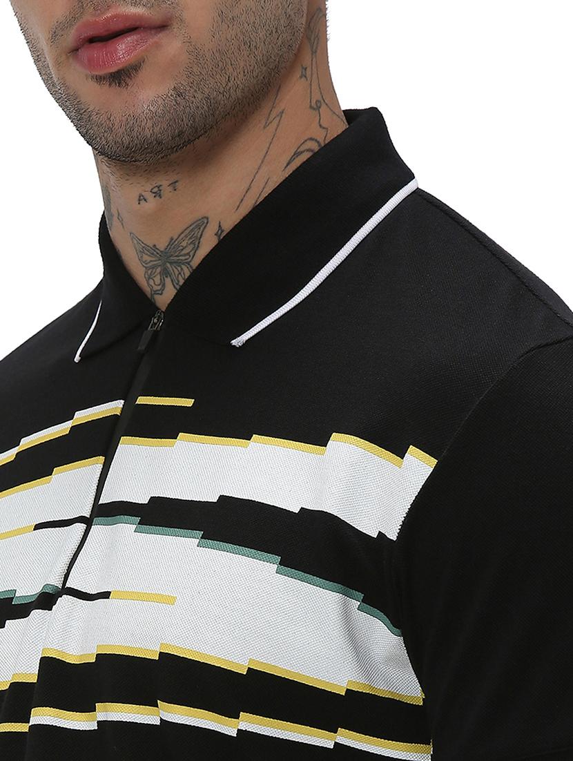 black cotton color block t-shirt - 20998749 - Standard Image - 5