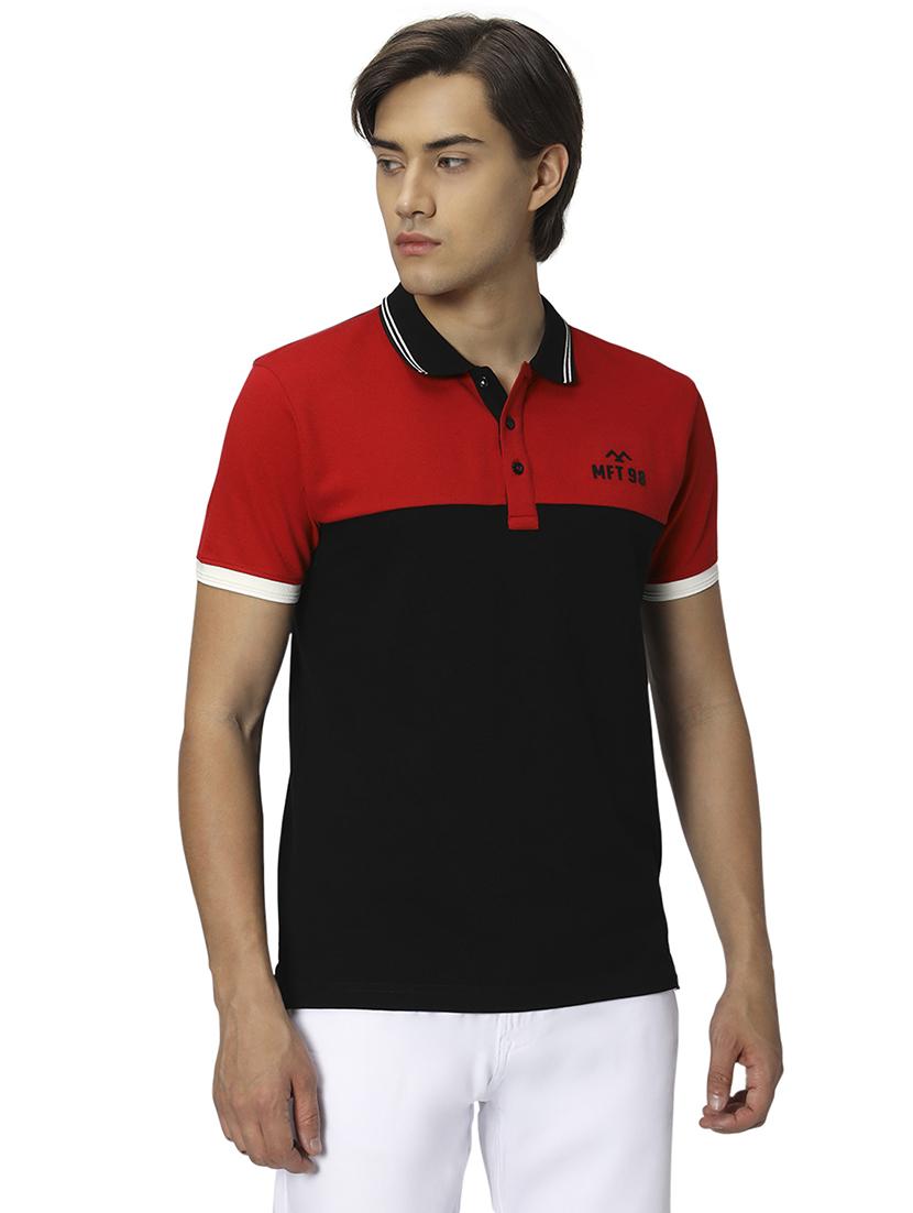 black cotton color block t-shirt - 20998785 - Zoom Image - 0