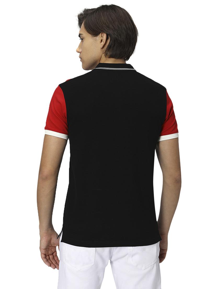 black cotton color block t-shirt - 20998785 - Standard Image - 3
