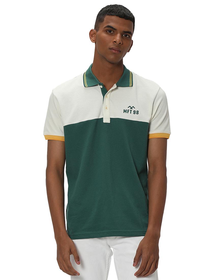 green cotton color block t-shirt - 20998786 - Zoom Image - 0