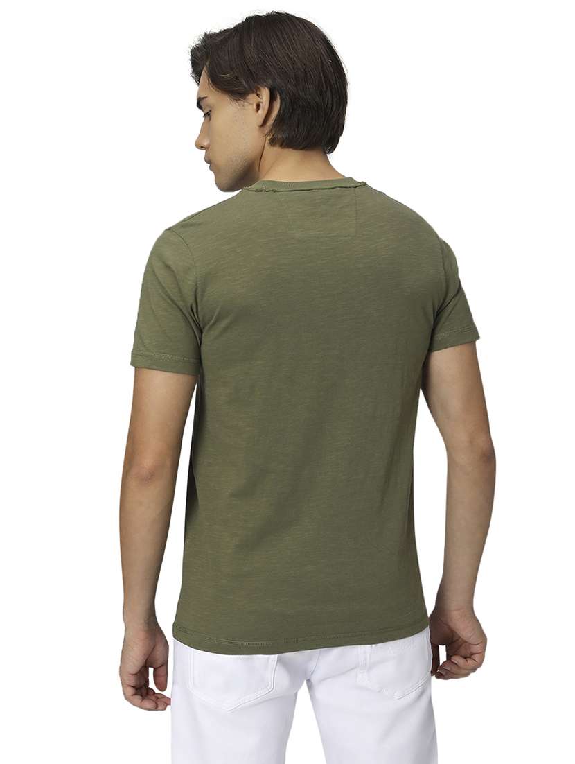 olive cotton front print t-shirt - 20998791 - Standard Image - 3