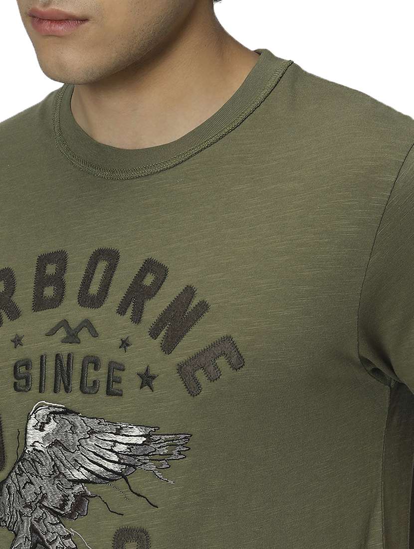 olive cotton front print t-shirt - 20998791 - Standard Image - 5