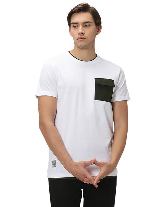 white cotton color block t-shirt - 20998795 - Standard Image - 0