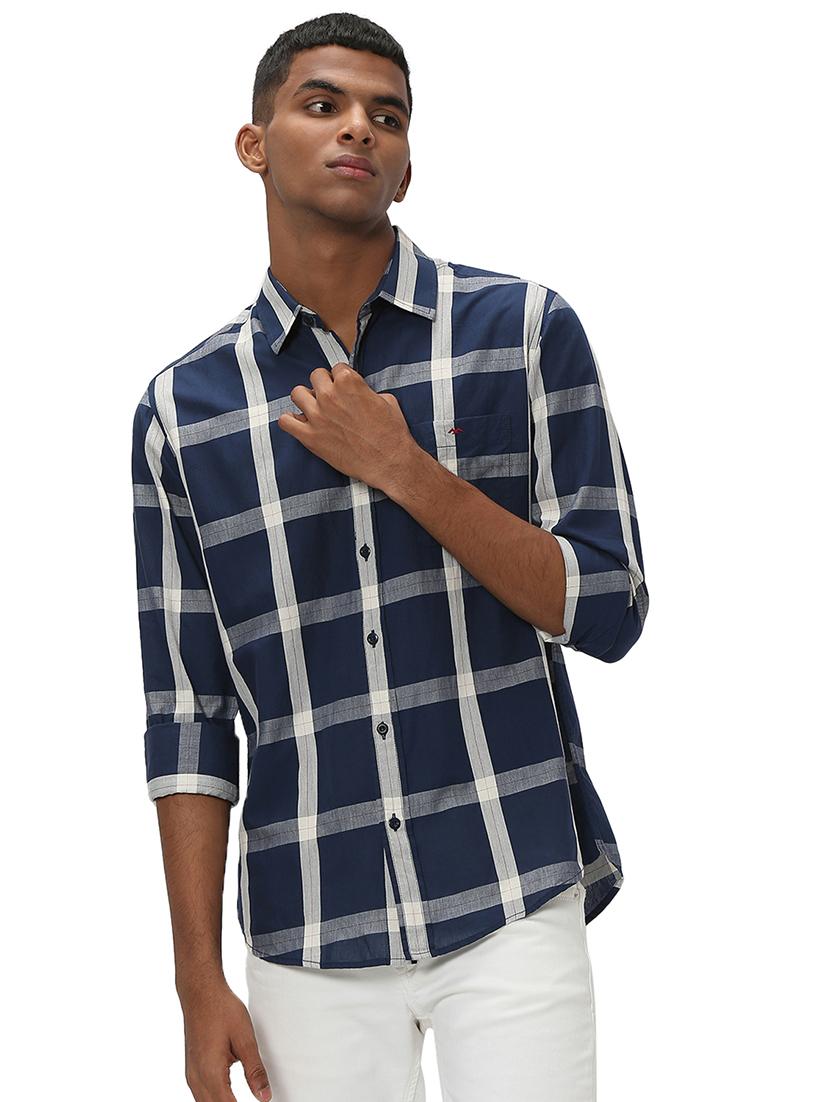 navy blue cotton casual shirt - 20998853 - Zoom Image - 0