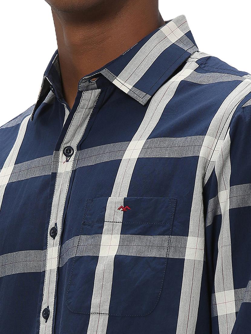 navy blue cotton casual shirt - 20998853 - Standard Image - 5