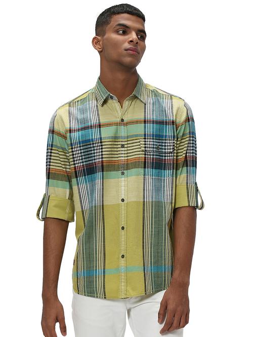 olive cotton casual shirt - 20998857 - Standard Image - 0