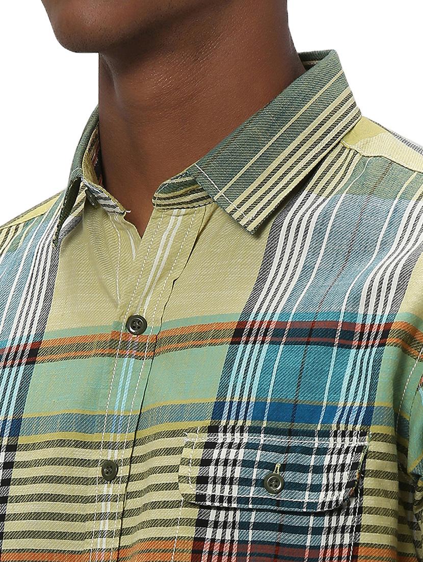olive cotton casual shirt - 20998857 - Standard Image - 5