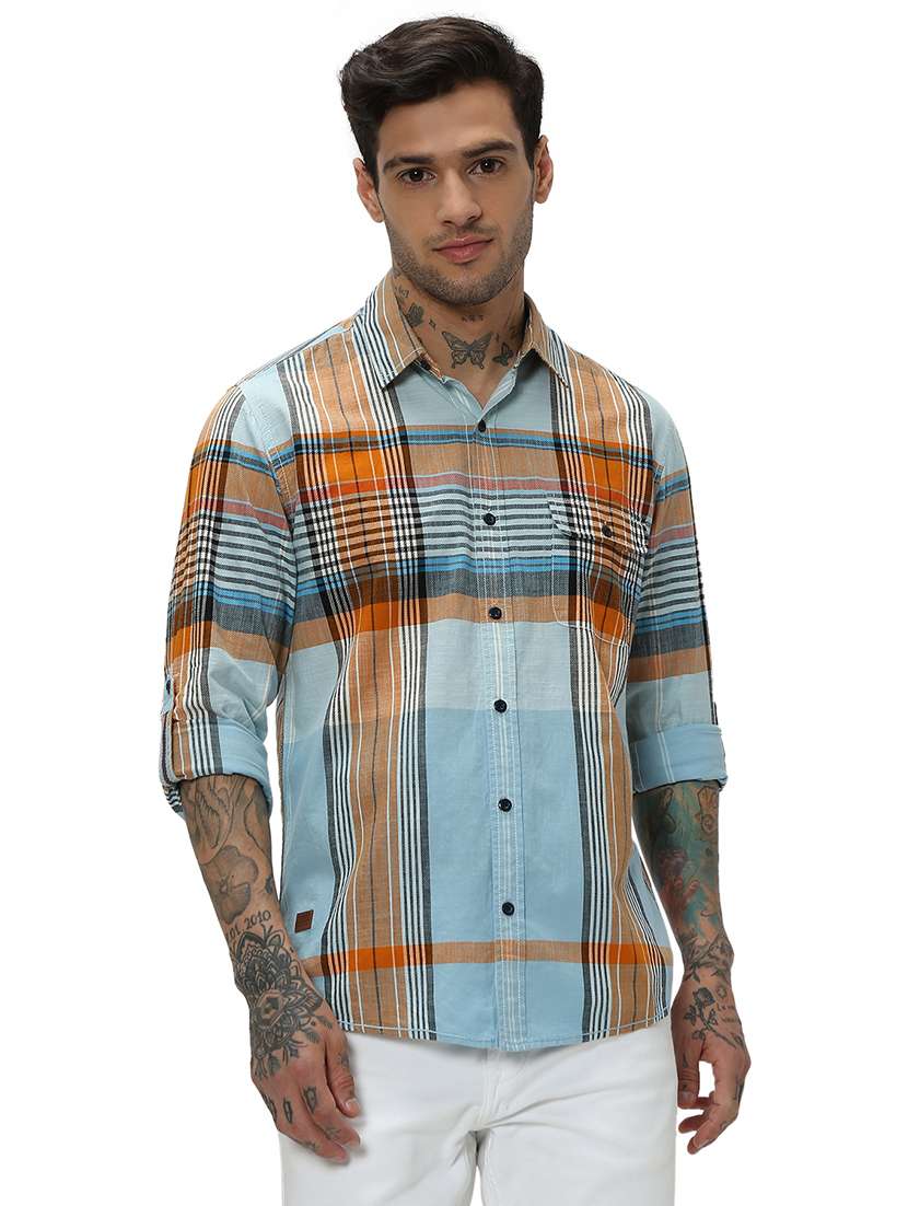 light blue cotton casual shirt - 20998858 - Zoom Image - 0