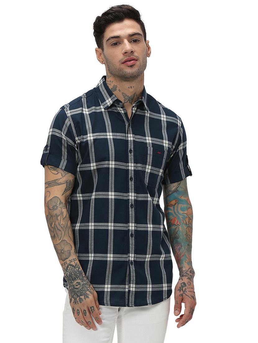 navy blue cotton casual shirt - 20998872 - Zoom Image - 0