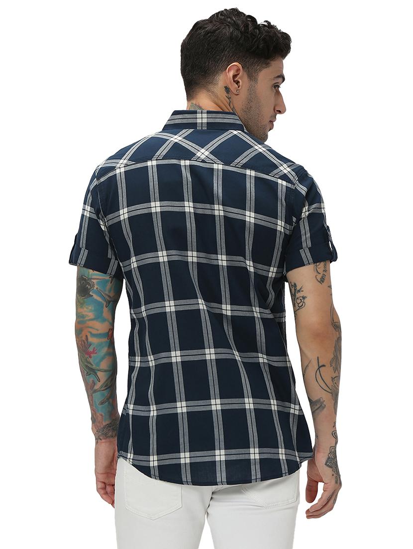 navy blue cotton casual shirt - 20998872 - Standard Image - 3
