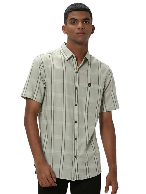 olive cotton casual shirt - 20998874 - Standard Image - 0
