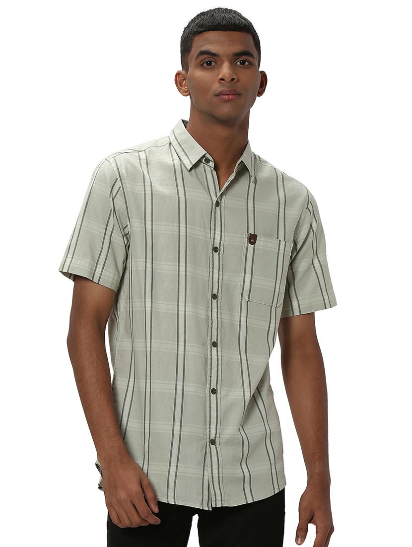 olive cotton casual shirt - 20998874 - Zoom Image - 0