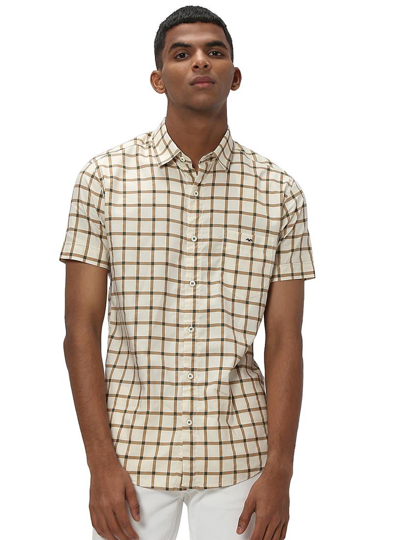 khaki cotton casual shirt - 20998878 -  Zoom Image - 0