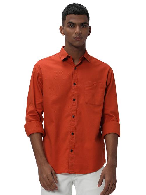 rust cotton casual shirt - 20998887 - Standard Image - 0