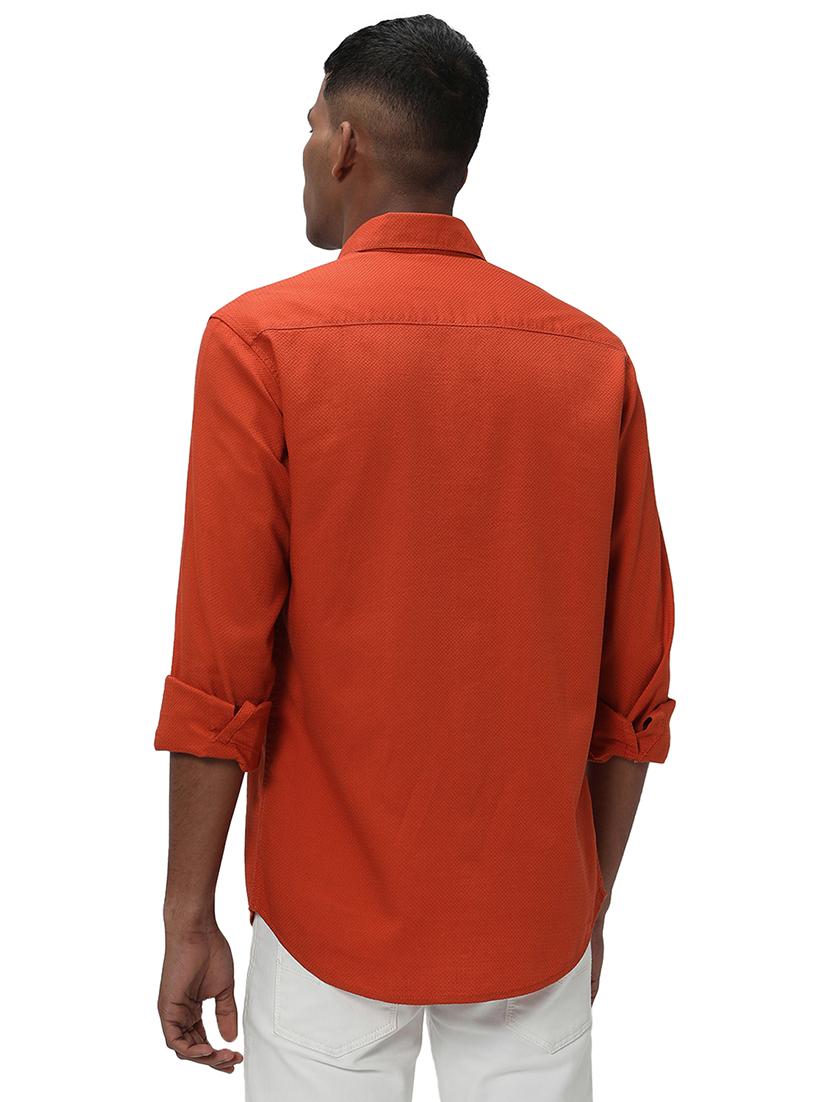 rust cotton casual shirt - 20998887 - Standard Image - 3
