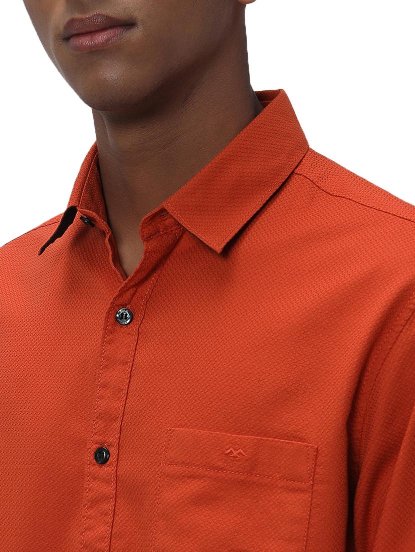rust cotton casual shirt - 20998887 - Standard Image - 5