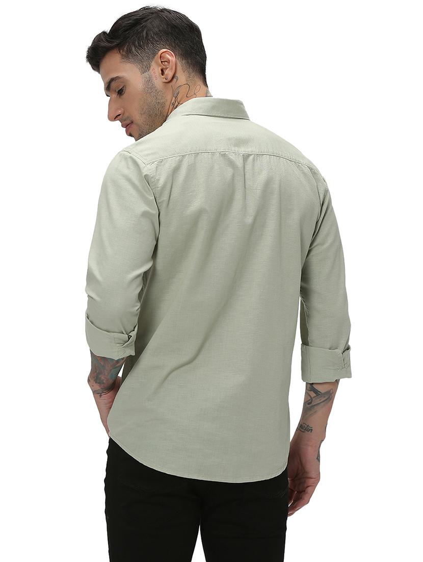 olive cotton casual shirt - 20998893 - Standard Image - 3