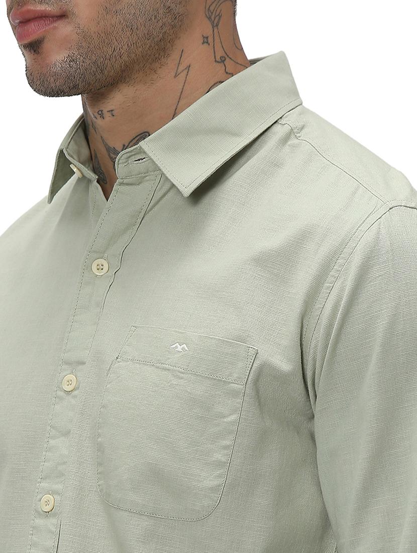 olive cotton casual shirt - 20998893 - Standard Image - 5