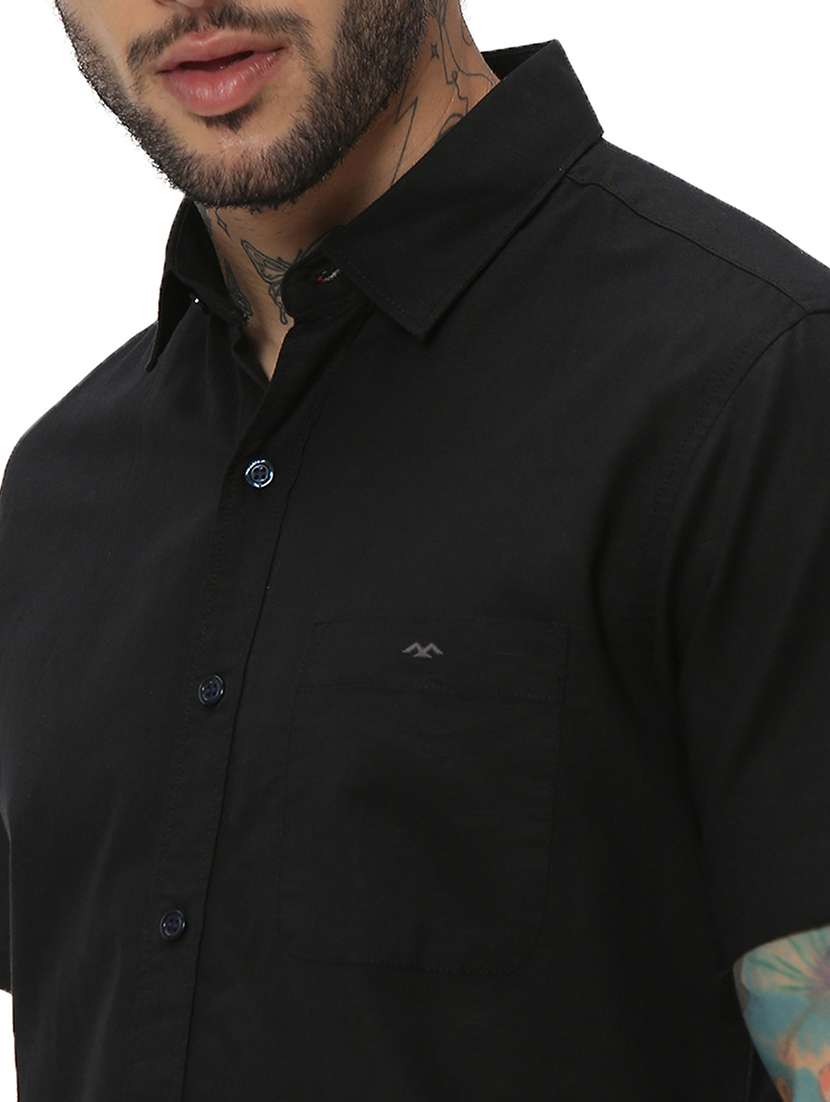 black cotton casual shirt - 20998913 - Standard Image - 5